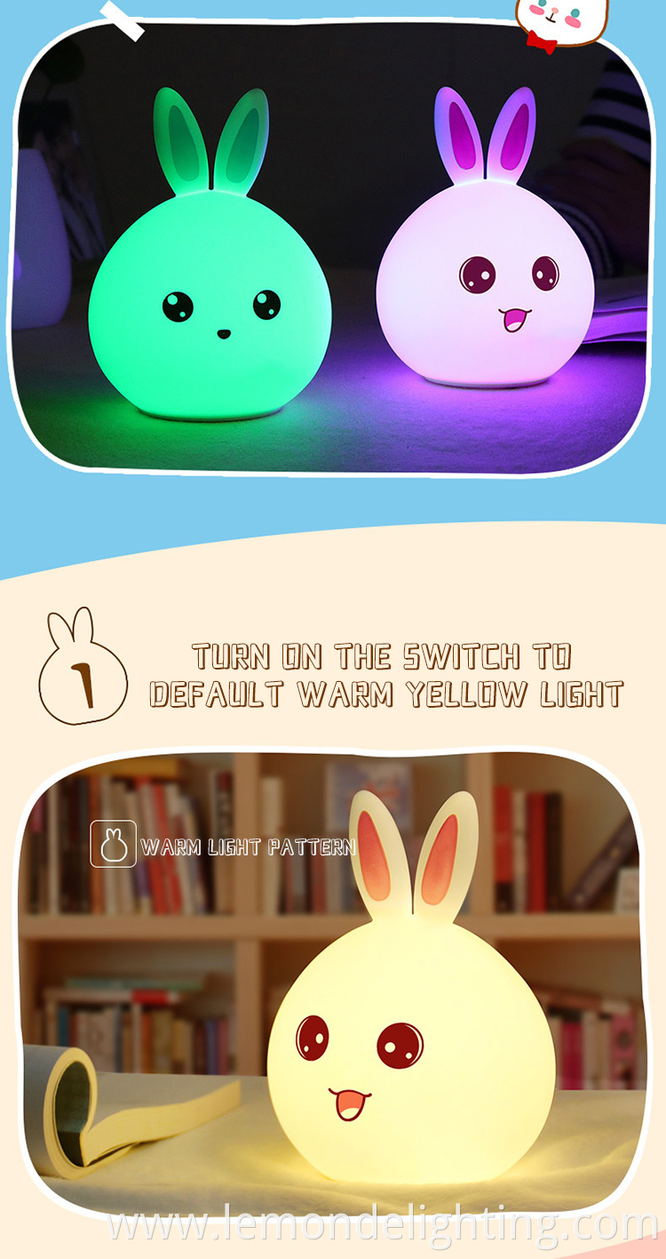 Soft Silicone Rabbit Lamp with Touch Control